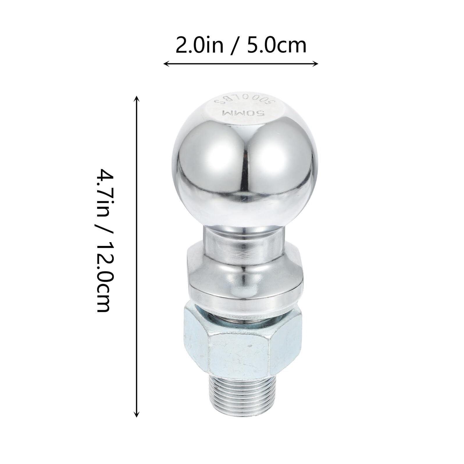 NOLITOY Hochfeste 50mm Kugelkupplung Anhängerkupplungskugel aus Verzinktem Stahl Rostbeständig Zugkugel Anhängerzubehör für Bootsanhänger und Wohnwagen