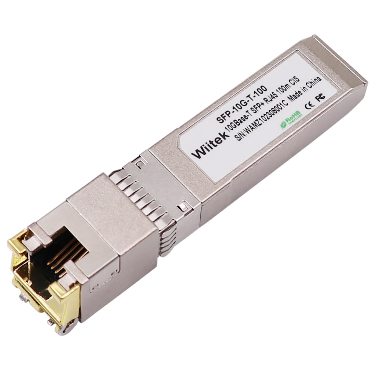 Wiitek 100 Meters, 10Gbps SFP+ to RJ45 Modules, 2.5G/5G/10GBase-T Copper RJ45 to SFP+ Transceiver, Compatible for Cisco SFP-10G-T-X, Ubiquiti, Netgear, Mikrotik, Low Power Consumption