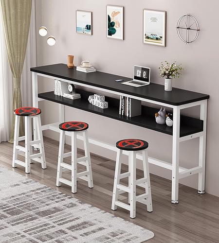 Mesa de bar rectangular – Mesa alta de barra de desayuno con marco de metal para cocina, sala de estar y espacios pequeños
