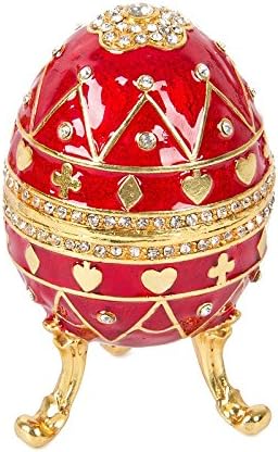 QIFU-Hand Painted Faberge Egg Style Decorative Hinged Jewelry Trinket Box Unique Gift For Home Decor
