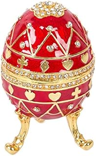 QIFU-Hand Painted Faberge Egg Style Decorative Hinged Jewelry Trinket Box Unique Gift For Home Decor