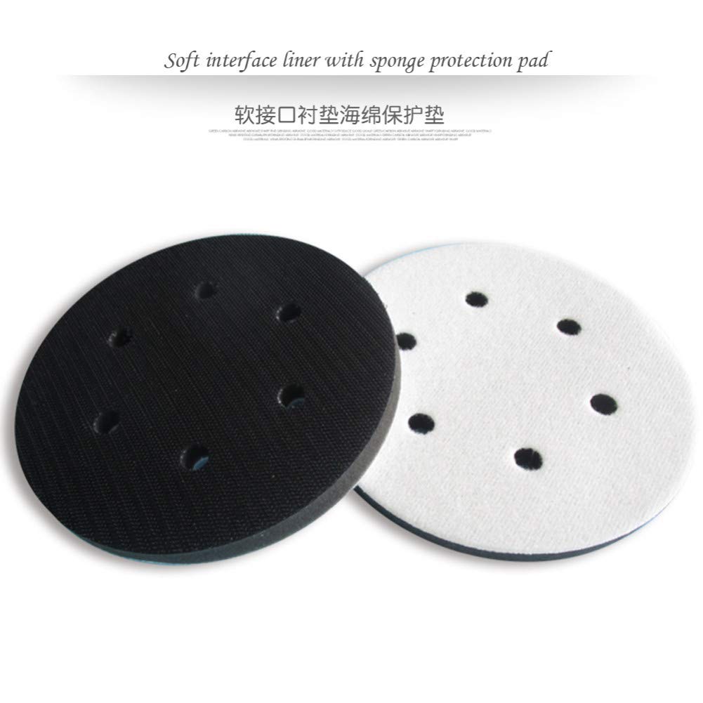 Almohadilla de interfaz blanda de 6"y 6 agujeros de 150 mm Almohadilla de disco de espuma suave con gancho y bucle Para amortiguar y proteger el disco de lijado (paquete de 5)