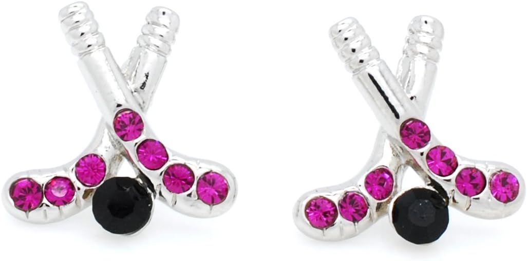 Violet Victoria & Fan Star Hockey Post Earrings with Crystals and Rhodium Plating