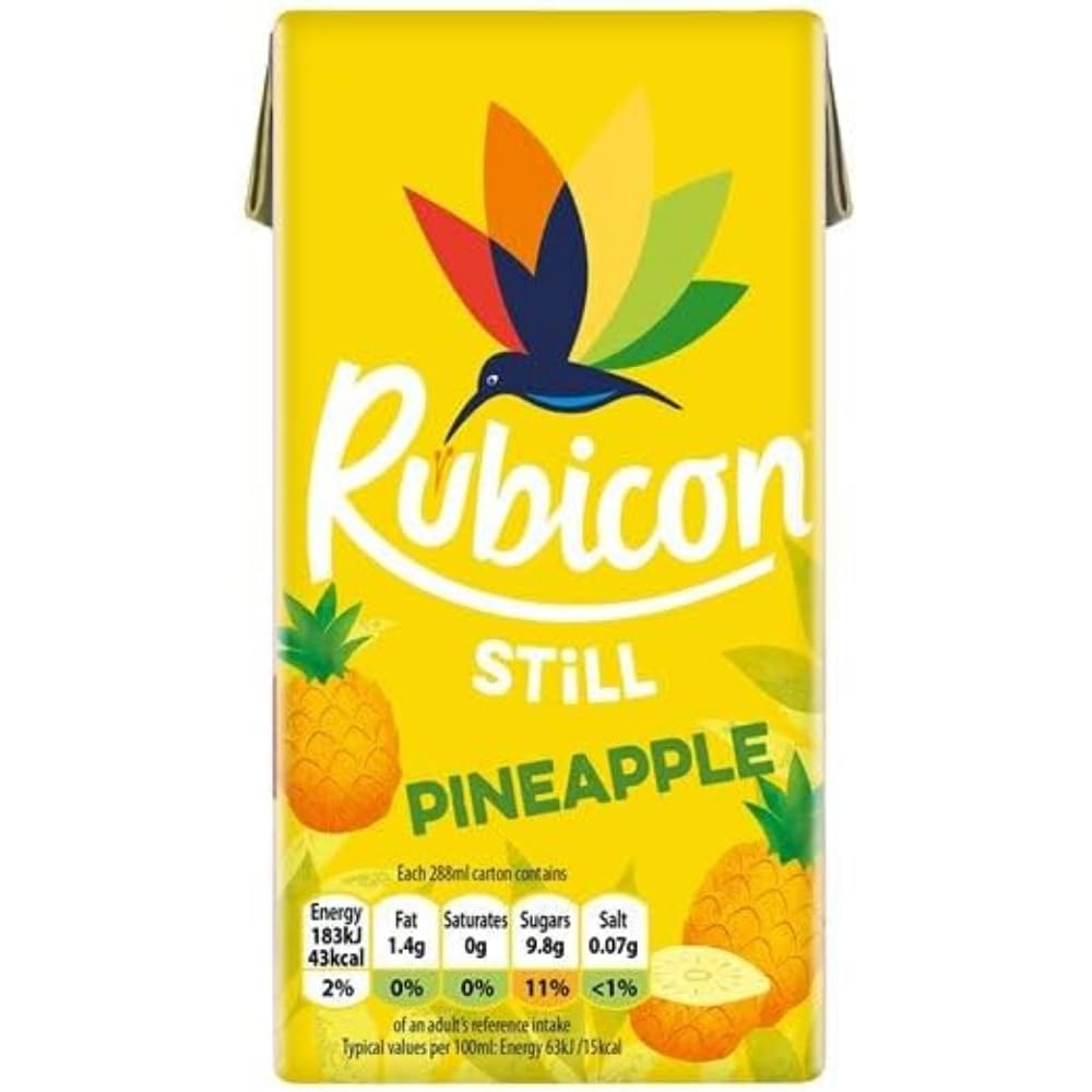 Rubicon Still Pineapple Juice - Made with Real Handpicked Fruit Pineapple - Bold and Intense Tropical Juice Drink - Multipack Fruit Juice Cartons - 27 x 288ml