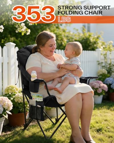 Sportneer Campingstuhl Faltbar Klappstuhl: Klappstuhl Camping bis 160 kg 3 Verstellbar Winkel Camping Stuhl Angelstuhl mit Rückenlehne Kopfstütze und Tragetasche, Faltstuhl Camping Outdoor, Schwarz 4