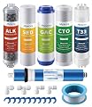 Mysora F6K75 NSF Certified 6-months Replacement Filter Cartridge Set Compatible with iSpring RCC7AK, 6-Count for Standard 6-Stage Reverse Osmosis (RO) Systems with Alkaline Remineralization Filter