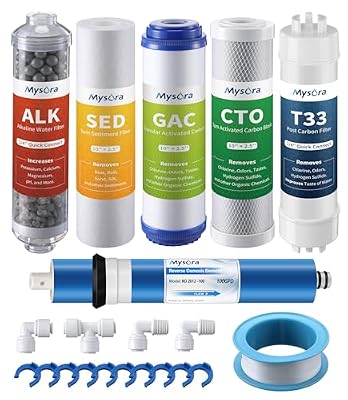 Mysora F6K75 NSF Certified 6-months Replacement Filter Cartridge Set Compatible with iSpring RCC7AK, 6-Count for Standard 6-Stage Reverse Osmosis (RO) Systems with Alkaline Remineralization Filter