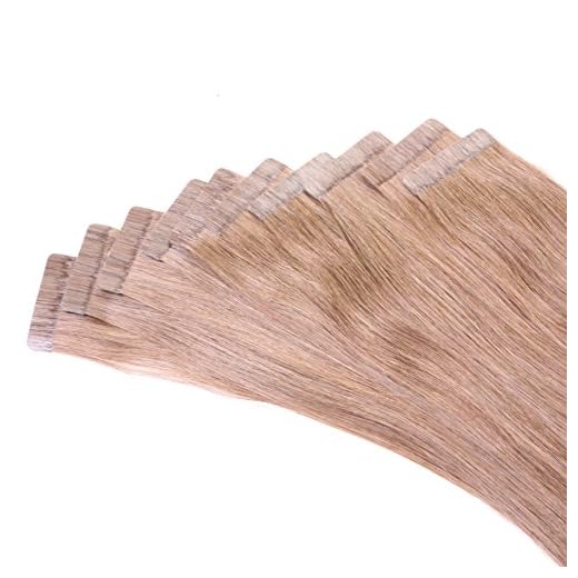 hair2heart 20 x Tape In Extensions av äkta hår, 60 cm, 2,5 g trådar, slät – färg 14 mörkblond