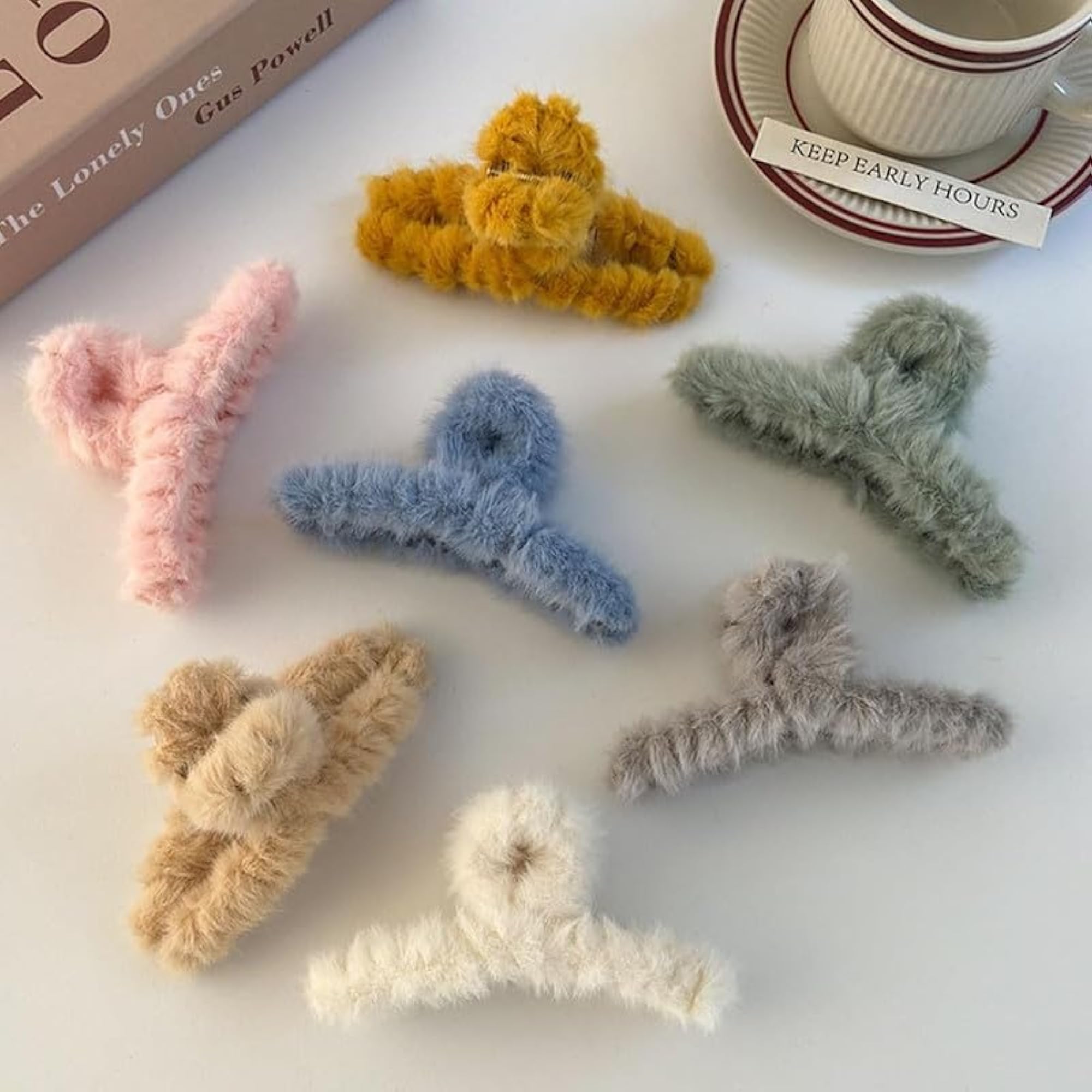 3 PCS Plush Soft Winter Hair Claw Clips for Women