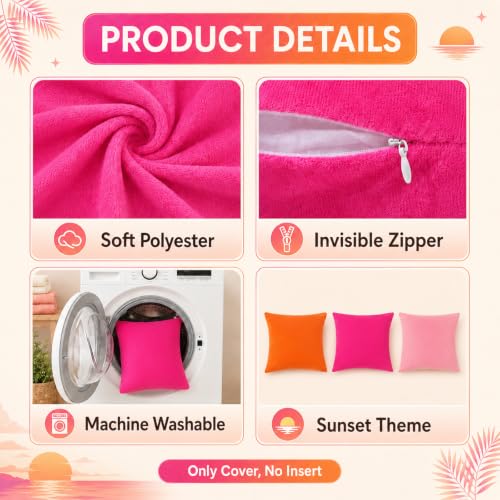 Xmarkspot 6 Pcs Pillow Covers Sunset Pink Orange Fabric 18 Inch Couch Decor by Xmarkspot - Used condition - Image 3