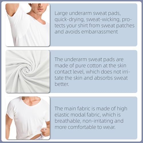 satithry Men's Undershirts with Underarm sweatproof Pads4