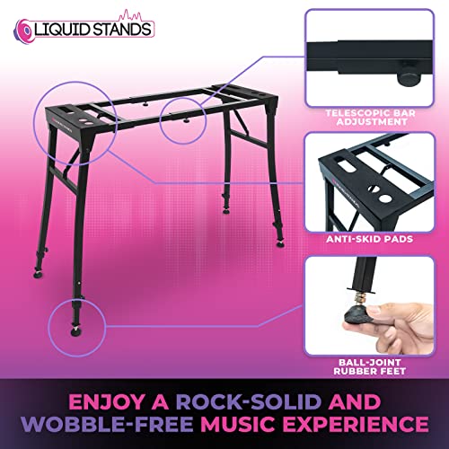 Liquid Stands Collapsible Piano Keyboard Stand - Adjustable And Portable Heavy Duty Music Stand For Kids & Adults - Fits 54-88 Key Electric Digital Pianos - Sturdy Musical Keyboard Table #TOP5