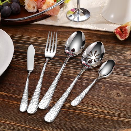 KEAWELL Premium Louise Hammered 20/45/65-Piece Silverware Set (45) by KEAWELL - Image 5