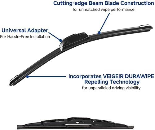Miniatura 8 de VEIGEIR Escobillas de limpiaparabrisas delantero y trasero, equipo original de repuesto automotriz compatible con Toyota RAV4 2019-2022, incluye
