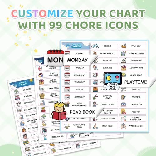 Image of Upgraded Slider Chore Chart for Kids, Magnetic Kids Chore Chart for 2 Kids, Dry Erase Morning /Bedtime Routine Chart for Kids Toddlers, Visual Schedule for Kids