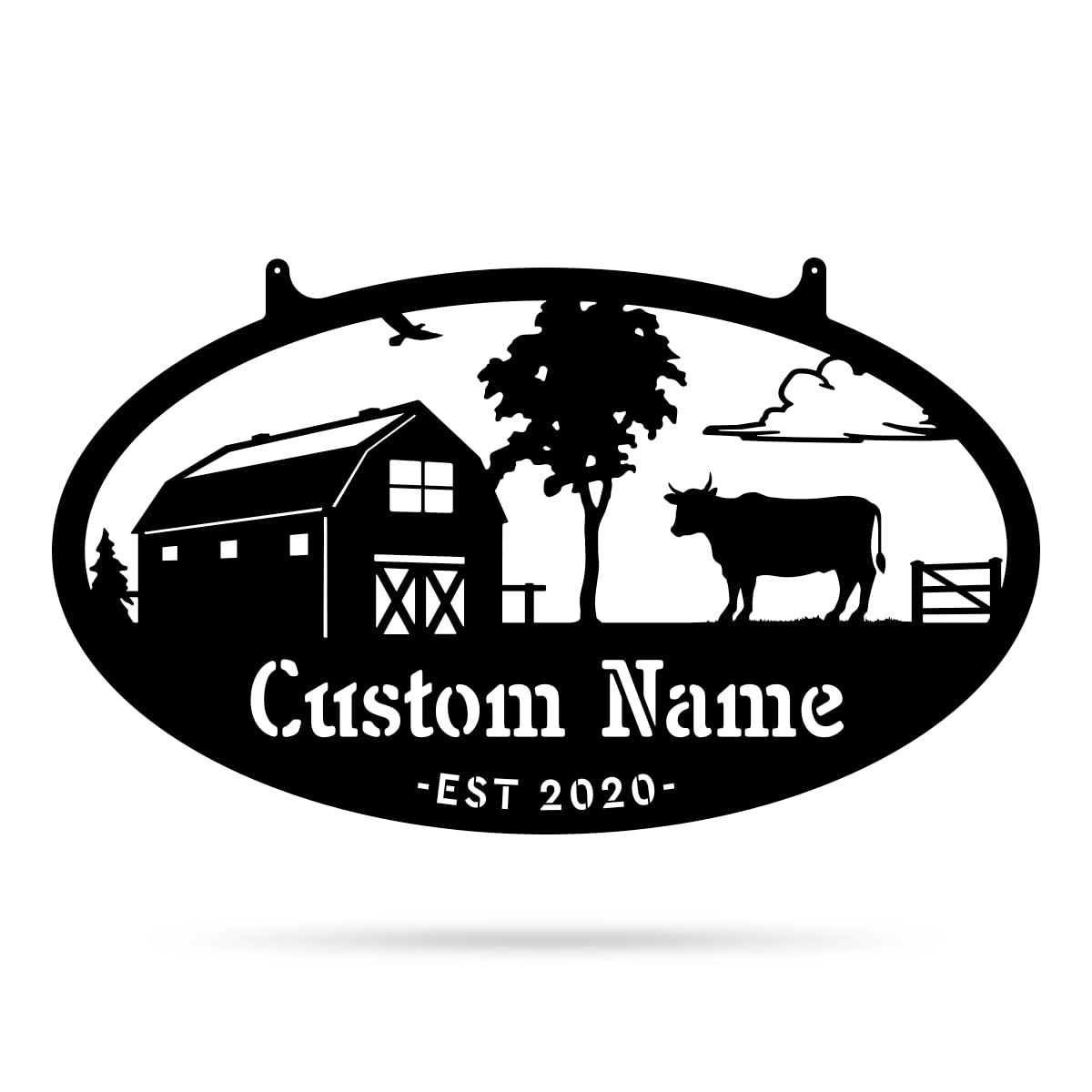 RealSteel Personalized Farmhouse Metal Sign – Custom Farm Scene Wall Art with Barn, Horse & Fence | Family Name & Established Date Plaque | Rustic Outdoor Patio