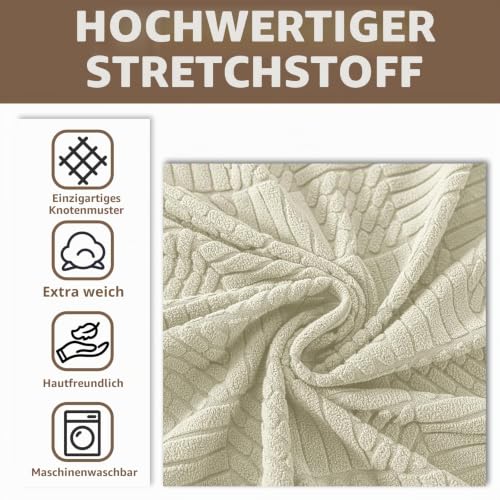 Ystyle Stretch Sofabezug 4 Sitzer, Sofa Überzug Mit Armlehnen, Beige – Ansicht 4