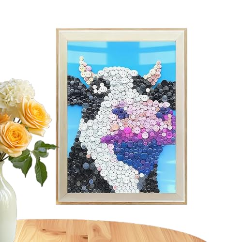 Kit de peinture artistique en boutons vache décoration murale encadrée pour chambre d'enfant