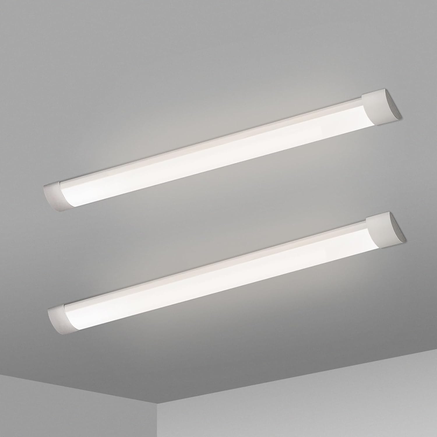 KILIPOL 2FT LED Batten Light, Ceiling Surface Mounted Slim LED Tube Lights, 20W 4000K Neutral White for Office, Shop, Garage, Home, 2 Packs