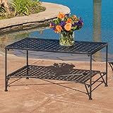 Outdoor Coffee Table Black Industrial Mid-Century Modern Rectangle Iron Water Resistant
