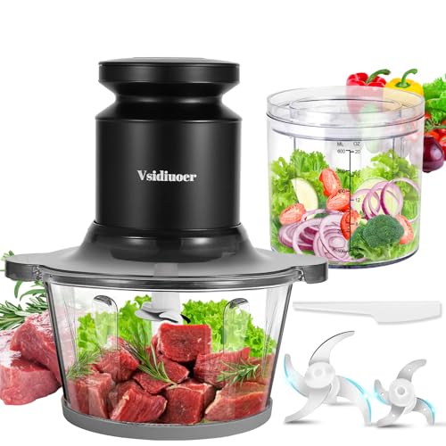 Food-Processor-400W-Electric-Food-Chopper-with-2-Glass-Bowls-8-Cup25-Cup-Meat-Grinder-with-2-Sets-Stainless-Steel-Blades-for-Baby-FoodMeat-Vegetables-Fruits-Nuts Food Processor 400W Electric Food Chopper with 2 Glass Bowls 8 Cup25 Cup Meat Grinder with 2 Sets Stainless Steel Blades for Baby FoodMeat Vegetables Fruits Nuts