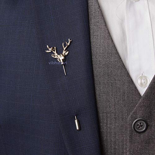 Image of VIBHAVARI Gold Brooch Lapel Pin for Men, Combo Pack of 3