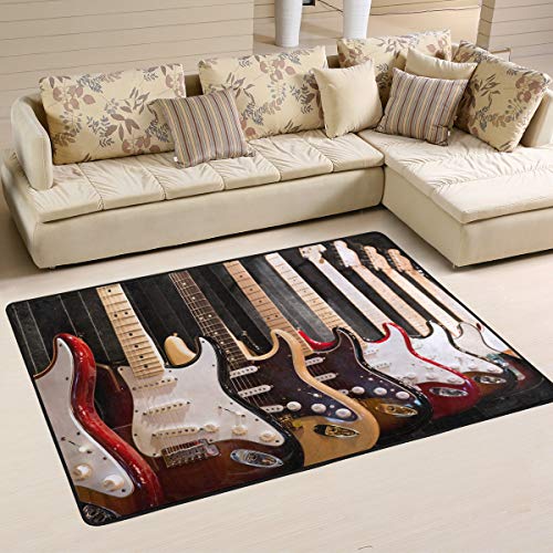 WIHVE Electric Guitar Non Slip Area Rugs Living Room Carpet Bedroom Rug for Children Rug Floor Yoga Mat 48 x 72 inch(4" x 6") Kansas 