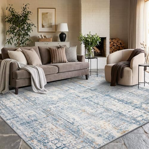 Rugxara 6x9 Blue Modern Abstract Washable Rug for Living Room