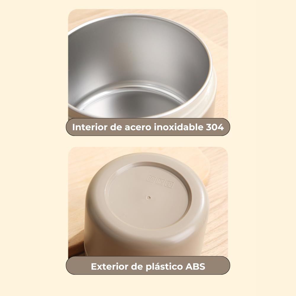 Genérico Termo para Alimentos con Compartimentos, Diseño Agradable y Funcional - Blanco y Beige - 1,2 Litros y 1,5 Litros (2 o 3 recipientes) - Plato incluido y Asa de transporte. (Blanco, 1,5 L)