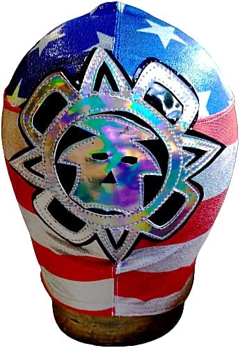 US FLAG REY MYSTERIO SEMI-PRO WRESTLING MASK FOR KIDS,Blue, Red,,One Size