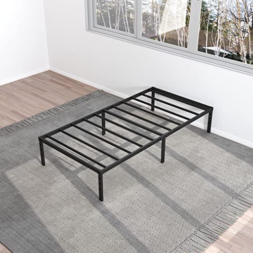 Maenizi Heavy Duty Twin Bed Frame No Box Spring Needed, 14 Inch Metal Platform Bed Frame Twin Support Up To 2500 Lbs, Easy Assembly, Noise Free, Black #TOP2