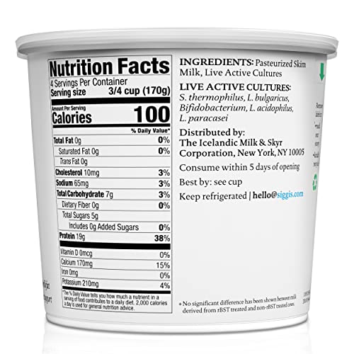 Siggi's® Icelandic Strained Nonfat Yogurt, Plain, 24 Oz. Multiserving Container – Thick, Protein-Rich Yogurt Snack #TOP1