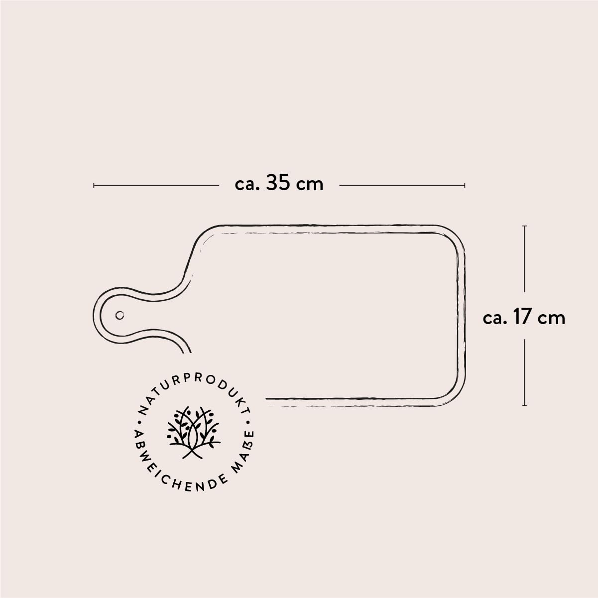 Das Olivenholzbrett, Planche avec Poignée, Rectangulaire avec Coins Arrondis - 35cm