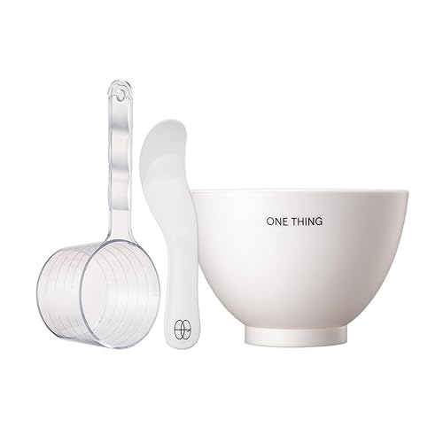 ONE THING Máscara de modelado de silicona para mezclar tazón, espátula y taza medidora, 1 unidad, color blanco, kit de herramientas faciales para