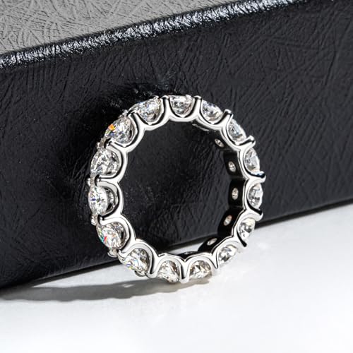 Moissanite Eternity Wedding Band Ring Eight Hearts and Arrows Wave/Geometric Shape Stackable Ring D Color VVS1 Clarity 925 Sterling Silver for Women With Certificate3