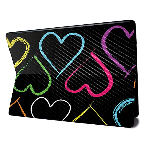 Image of MightySkins Carbon Fiber Skin for Microsoft Surface Pro X - Hearts | Textured Carbon Fiber Finish | Easy to Apply, Remove, and Change Styles | Made in The USA