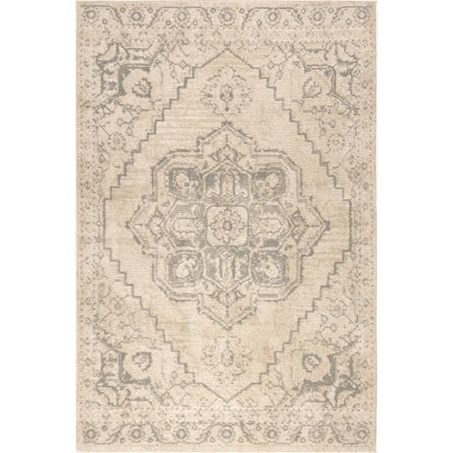 Tapete nuLOOM Medallion Beige y Gris 8x10 pies miniatura 6