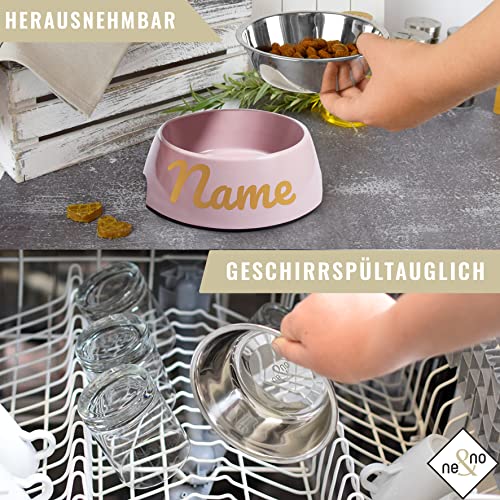 ne&no® Futternapf 2er Set für Hunde und Katzen (L - PERSONALISIERT, SCHWARZ)