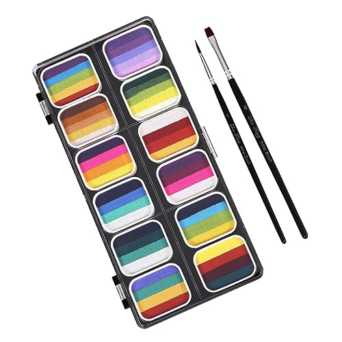 Ipetboom 1Set Color Water Activated Face Body Paint Kit for Cosplay to Clean Portable Storage Box Included for Halloween and Creative Makeup Designs