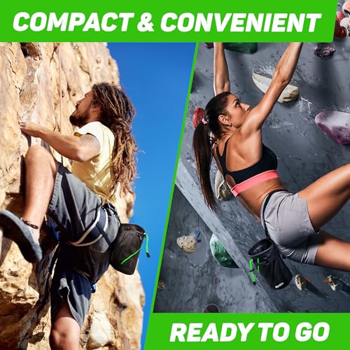 Chalk Bag for Rock Climbing - Rock Climbing Gifts Gear Accessories - Quick-Clip Belt, Large Zippered Pockets & Brush Holder - Weight Lifting, Gym, Bouldering, Disc Golf, Wall, Rock Climbing Chalk Bag