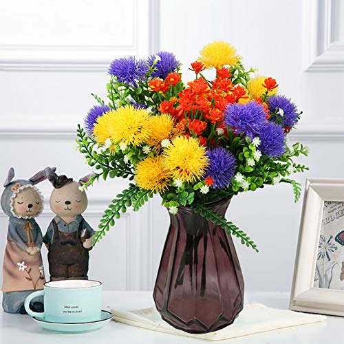 6 Pcs Artificial Flowers, Fake Orange Daffodils Flowers, Fake Yellow Hydrangea Flowers, Faux Purple Gypsophila Flowers 2Pcs Each For Indoor Outside Hanging Planter Home Kitchen Office Wedding Décor #TOP2