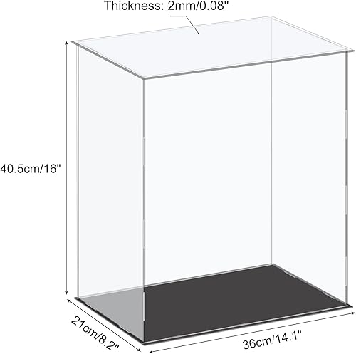Miniatura 2 de MECCANIXITY Vitrina de acrílico, caja de plástico, caja de almacenamiento, transparente, pequeña, a prueba de polvo, 14.1 x 8.2 x 16 pulgadas para