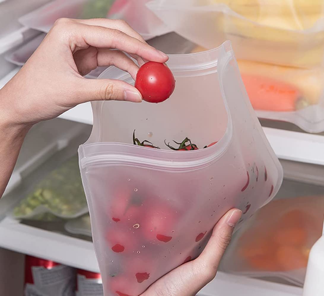 Juego de bolsas de almacenamiento de alimentos reutilizables – bolsas de frutas de sándwich líquido, sellado hermético para congelador, ideal para conservar, a prueba de fugas, para viajes de