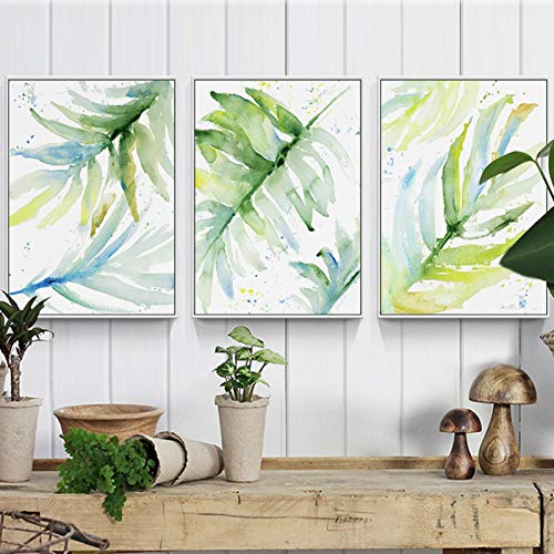 Image murale verdure triptyque de feuilles de palmier pour déco moderne