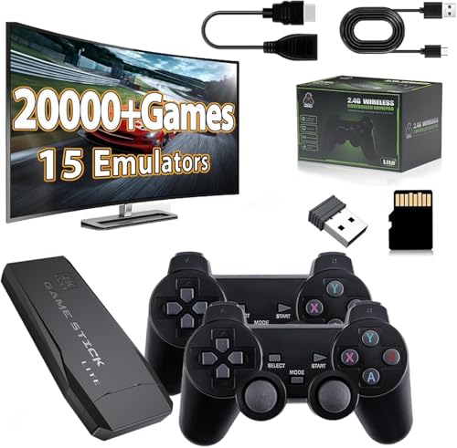 XIVON Retro Game Stick Pro 2025 Upgrade – 20,000+Built Games | 4K HDMI TV Output | 64GB Memory Card | 2 Wireless Gamepads | 15 Emulators | Plug & Play(Pack of 1) 