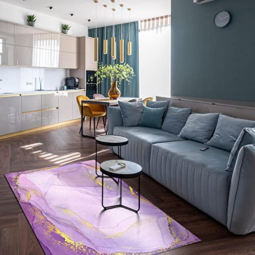 Tapis luxueux en marbre violet design haut de gamme salon