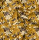 Soimoi Rayon Crepe Gold Fabric - by The Yard - 46 Inch Wide - Leaf & Roses Floral Material - Nature-Inspired and Romantic Patterns for Various Uses Printed Fabric