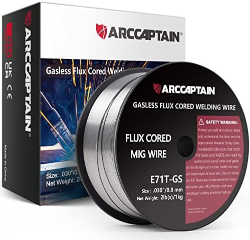 Flux Core Welding Wire, ARCCAPTAIN E71T-GS .030" 2-Pound Spool Gasless Carbon Steel Mig Welding Wire