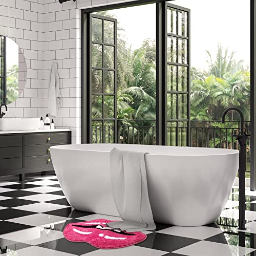 Pink Lips Bathroom Rug, Cute Lips Bath Mat Door Mat Cartoon Bathroom Rugs For Kids Bathroom Decor Non Slip Microfiber Shower Rugs Absorbent Bathtub Rug Washable, (19.7X27.5Inch) #TOP2