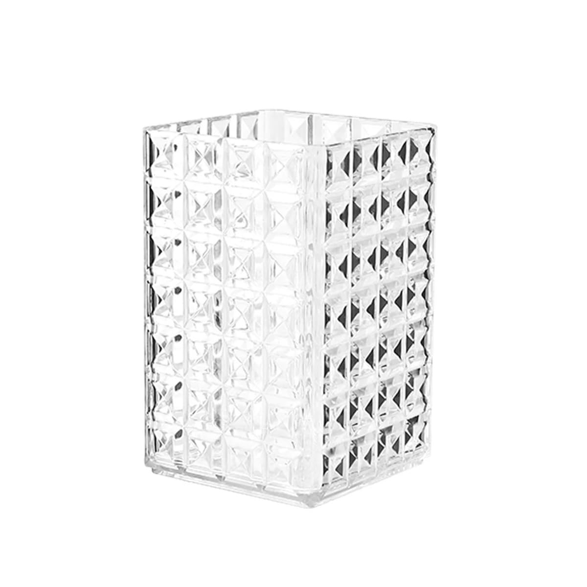 LIANXIBAG 4pcs Transparent Makeup Brush Holder Plastic Cosmetic Storage Box Desk Lipstick Eyeliner Organizer Display Rack(Beige)